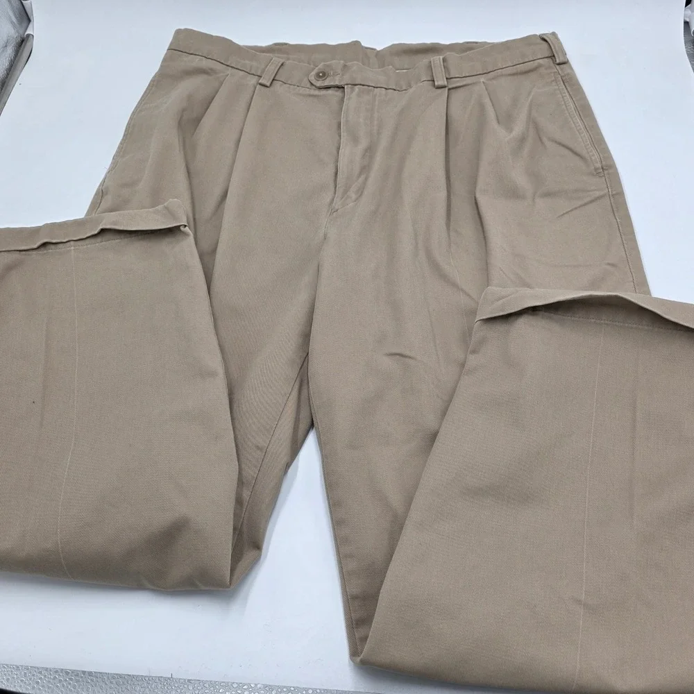Savane Men Pleated Khaki Cotton Twill Pants Size‎ 38x30 Casual Business Classic